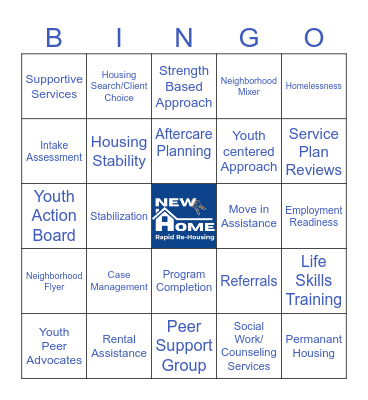 Rapid Rehousing Bingo Card