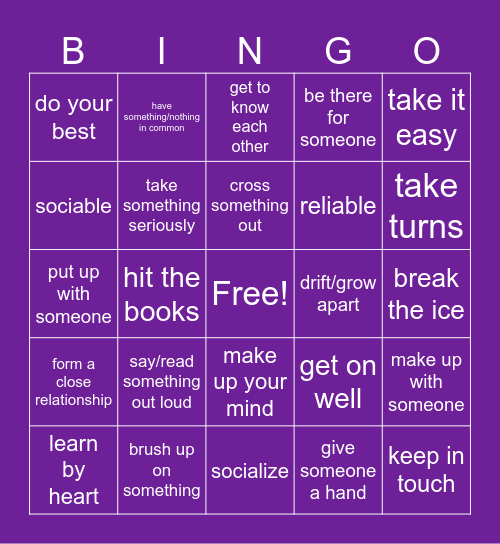 Lesson 16 Bingo Card