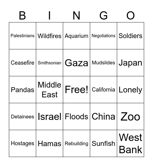 CNN 10 1/27/25 Bingo Card