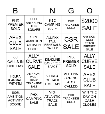 FEBRUARY WEST BINGO Card