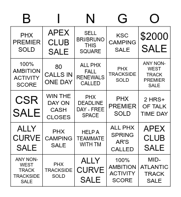 FEBRUARY WEST BINGO Card