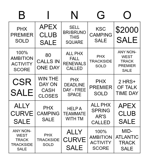 FEBRUARY WEST BINGO Card