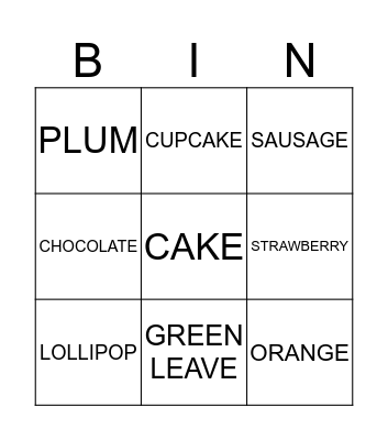 CATERPILLAR FOOD Bingo Card