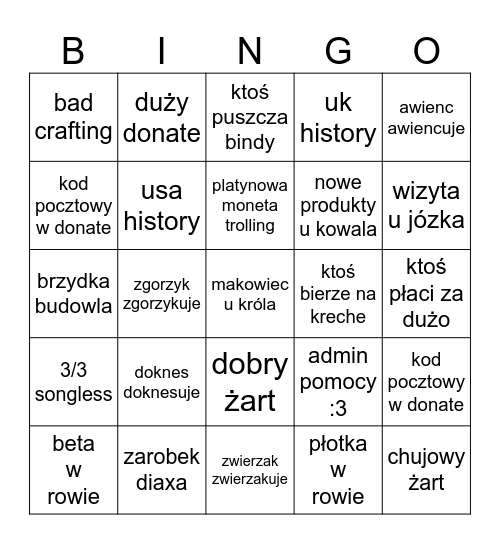 Untitled Bingo Card