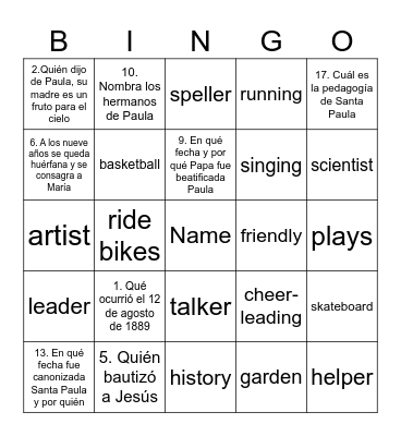 Convivencia Vocacional - 2025 Bingo Card