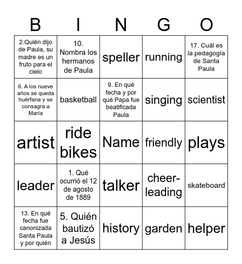 Convivencia Vocacional - 2025 Bingo Card