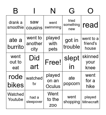 Break BINGO! Bingo Card