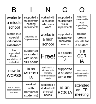 Connection Bingo Card
