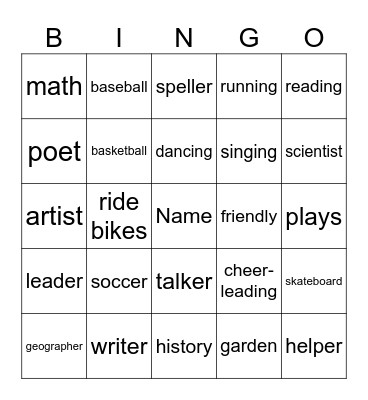Getting to Know You Bingo Card