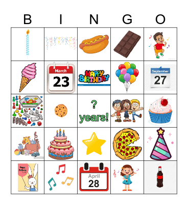 Shania Birthday Bingo Card