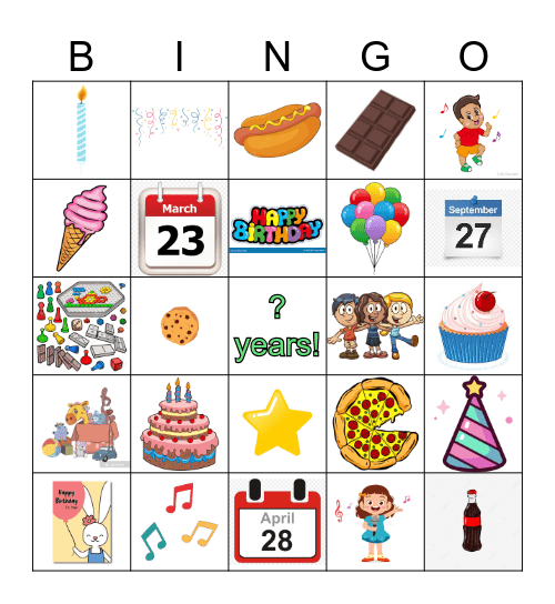 Shania Birthday Bingo Card