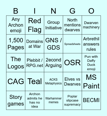 Autarch Discord Bingo Card