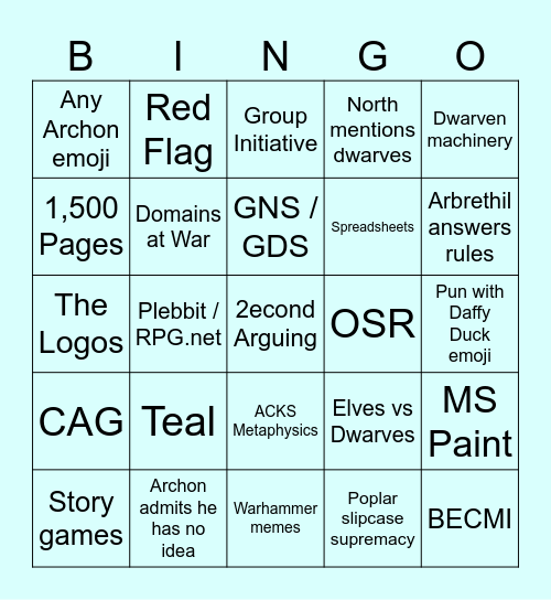 Autarch Discord Bingo Card