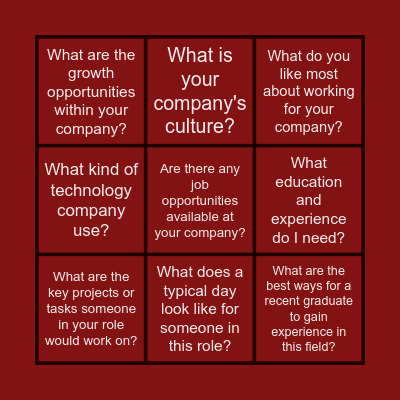 2024-2025 CAREER SHOWCASES Bingo Card