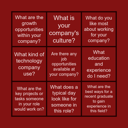 2024-2025 CAREER SHOWCASES Bingo Card