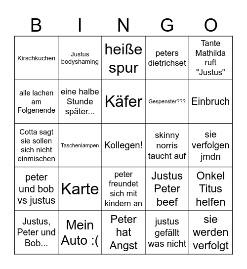 ??? Bingo Twitter version Bingo Card