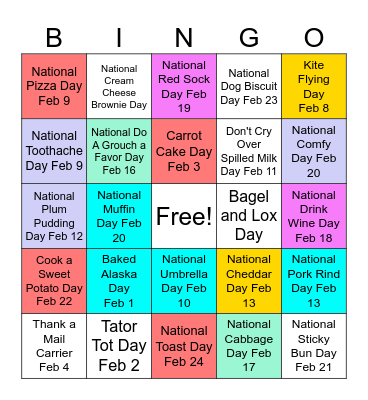 February Days to Remember? Bingo Card