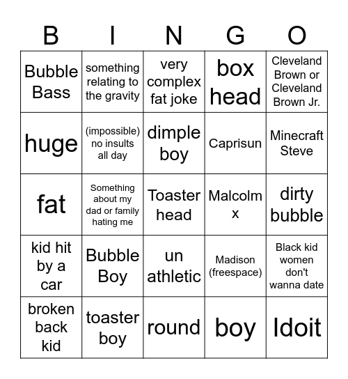 Madison Get's called.... Bingo Card