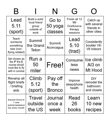 2025 Aspirations Bingo Card