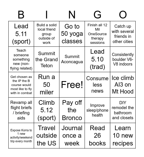 2025 Aspirations Bingo Card