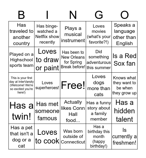 Human Bingo Scavenger Hunt! Bingo Card
