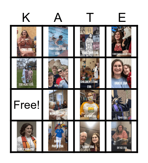 Pastor Kate - The Eras Tour Bingo Card