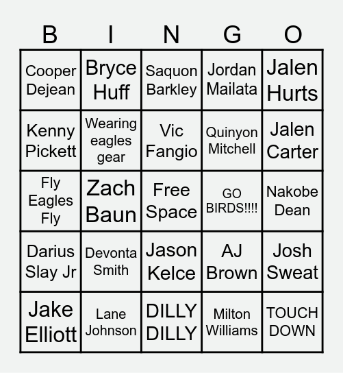 EAGLES BINGO Card
