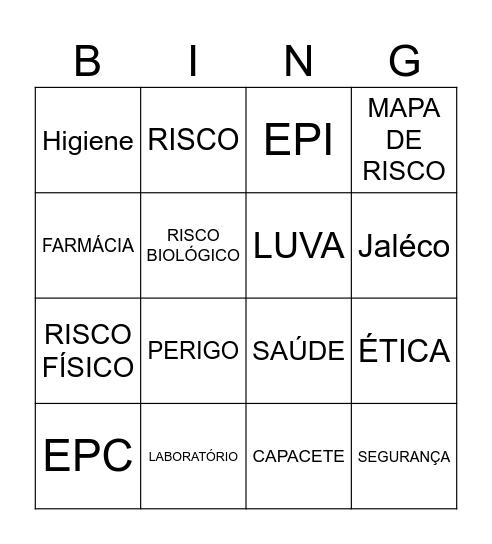 BIOSSEGURANÇA Bingo Card