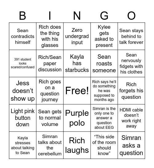Lab Meeting Bingo 3.0 Bingo Card