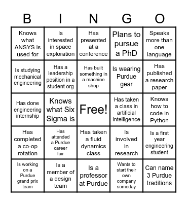 Women in Engineering Week 2025 Professors and Students Social! Bingo Card