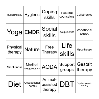 Therapies and Treatments Bingo Card
