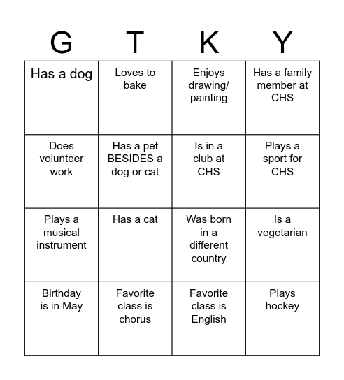 English II (H) - 4th Pd Bingo Card