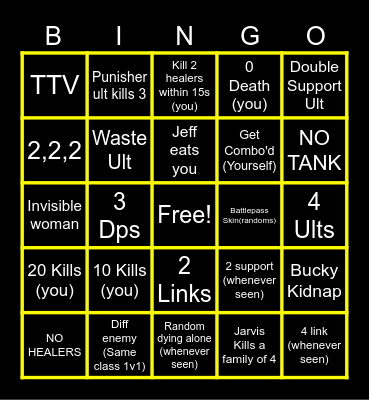 Marvel Bingo Card