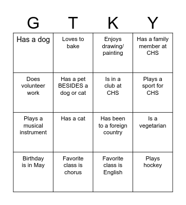 English II (H) - 4th Pd Bingo Card