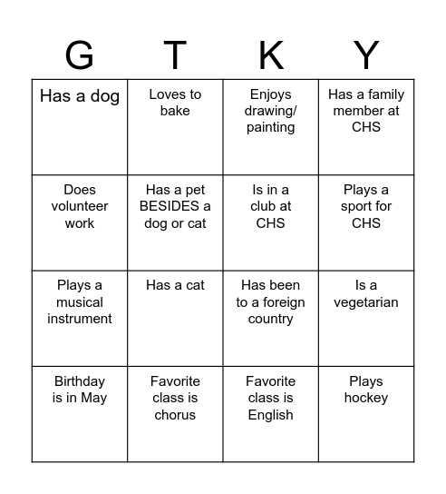 English II (H) - 4th Pd Bingo Card