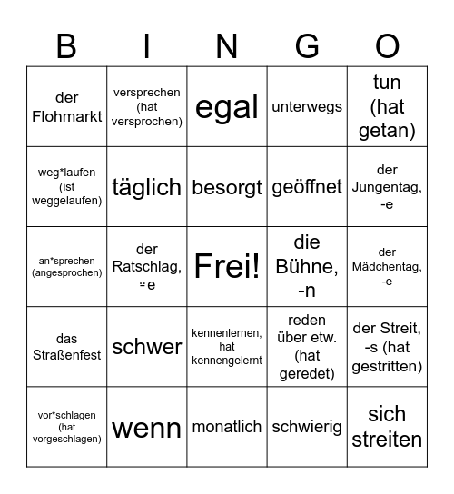 PD2 K3 - Freunde und Freizeit Bingo Card
