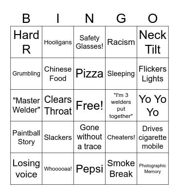 Pete Bingo Card