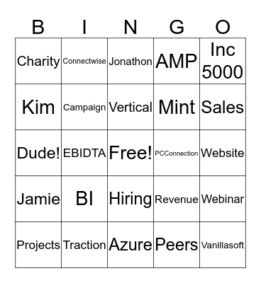 Biz Tech Sanity Check '16 Bingo Card