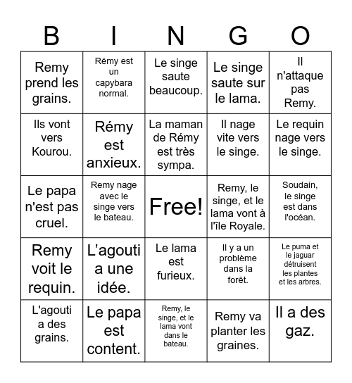 Le Capybara Botté Bingo Card
