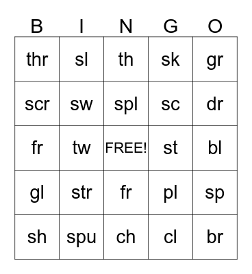 Letter Blend Bingo Card