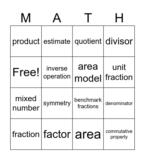 Vocabulary Bingo Card