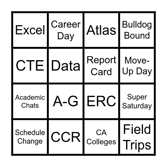 Counselor Bingo Card