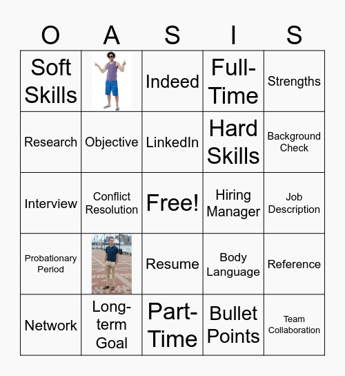 Job Club Bingo Card