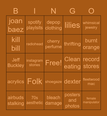 Emily Bingo Card
