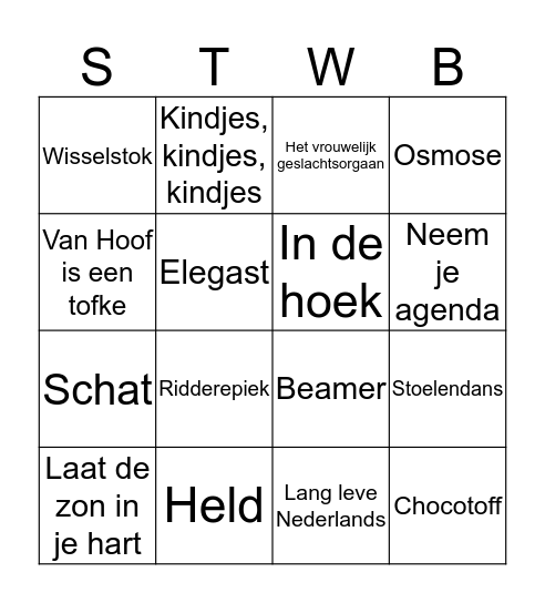 Het epische 5STWB-spel - BINGO Card