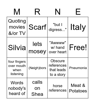 Neuisms Bingo Card