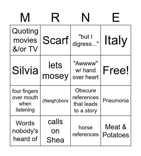Neuisms Bingo Card