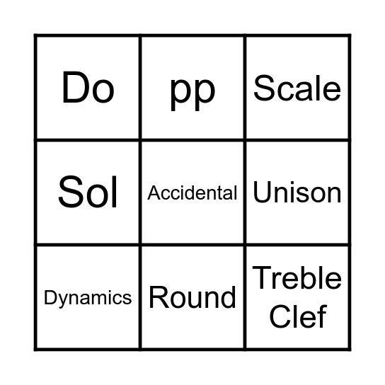 Choir Bingo Card