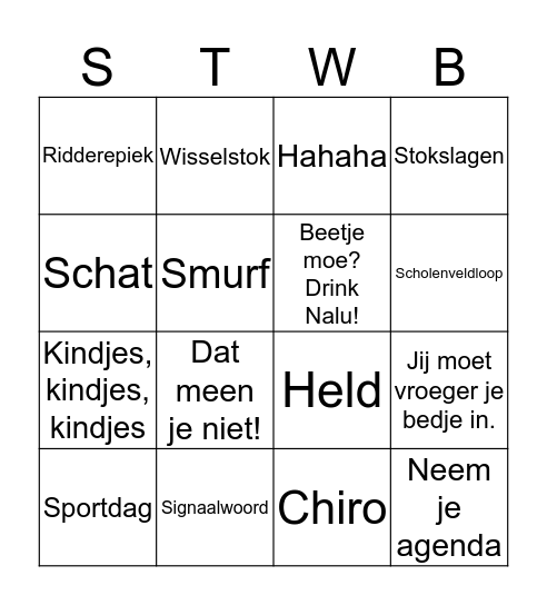 Het epische 5STWB-spel - BINGO Card