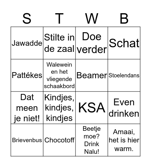 Het epische 5STWB-spel - BINGO Card